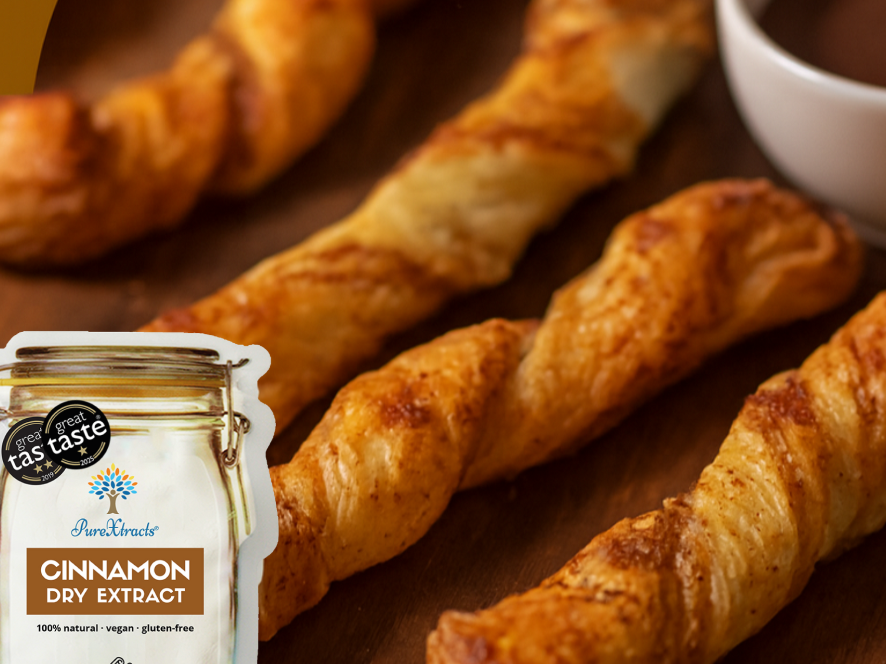 Cinnamon Puff Pastry Twists with Chocolate Dipping Sauce - PureXtracts