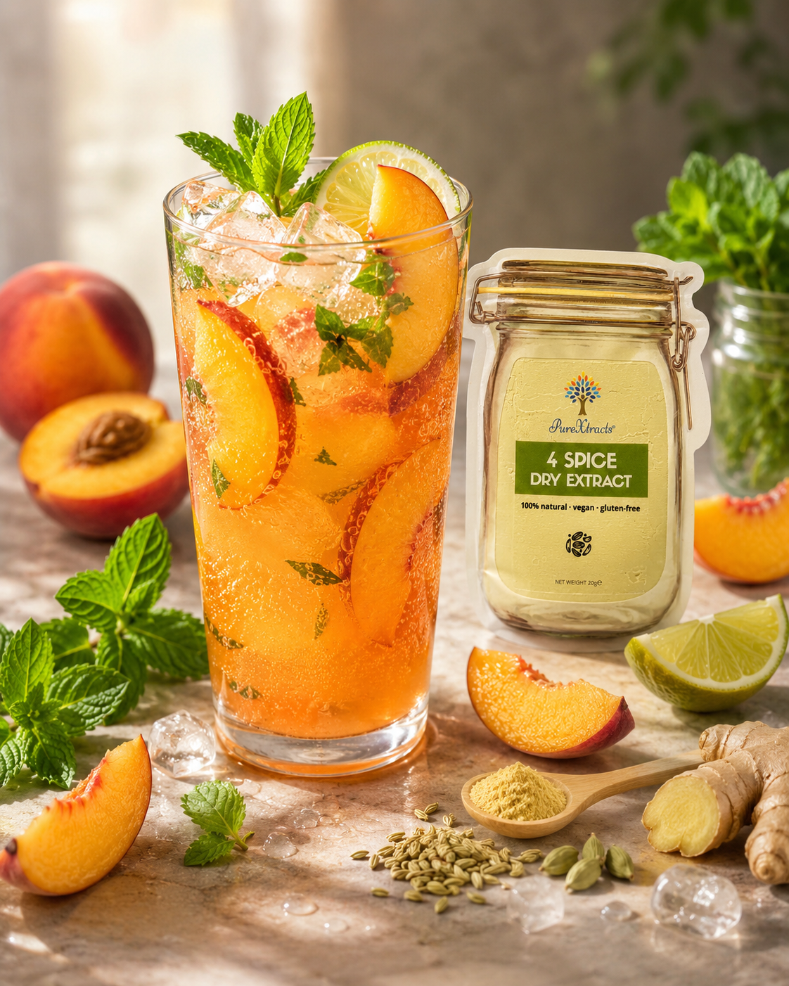 Peach, Mint & 4 Spice Summer Cooler