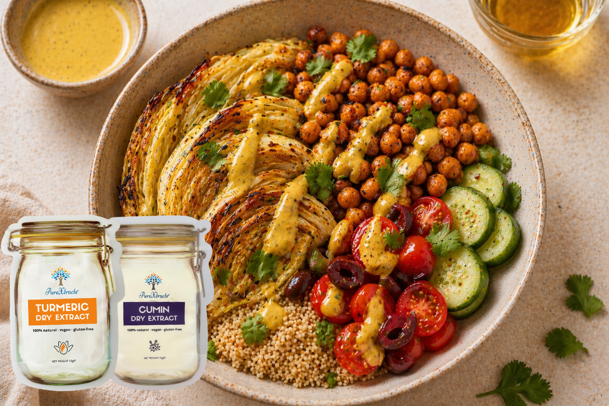 Mediterranean Chickpea & Roasted Cabbage Bowl with Turmeric Dressing- Purextracts
