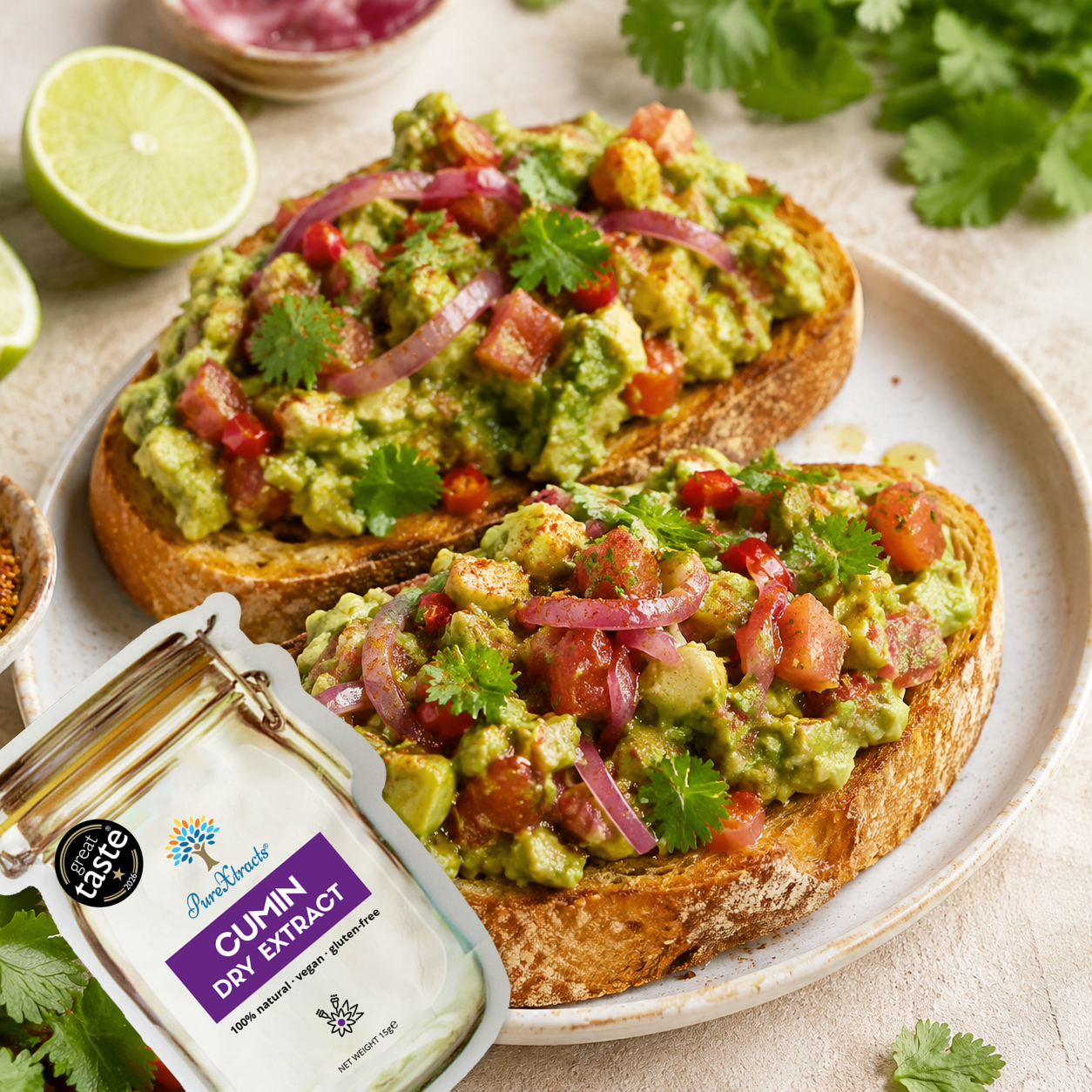 Spiced Guacamole on Sourdough Toast