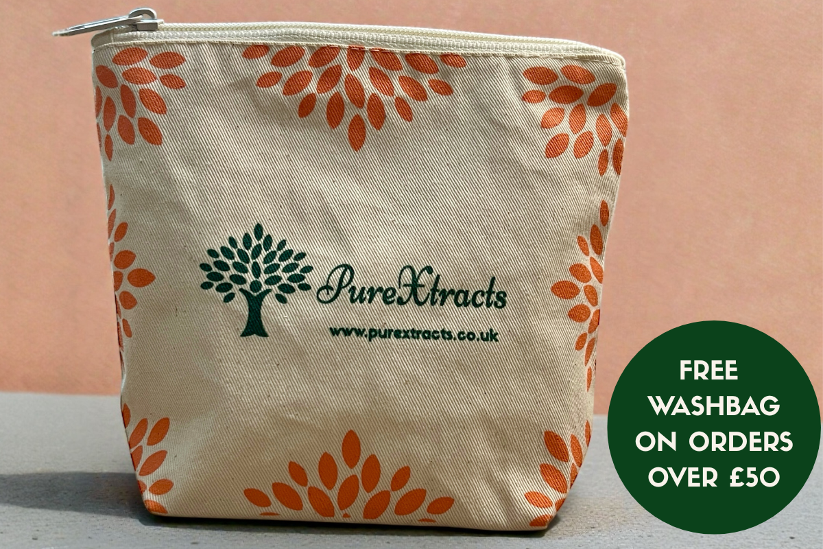 Cotton washbag with PureXtracts logo