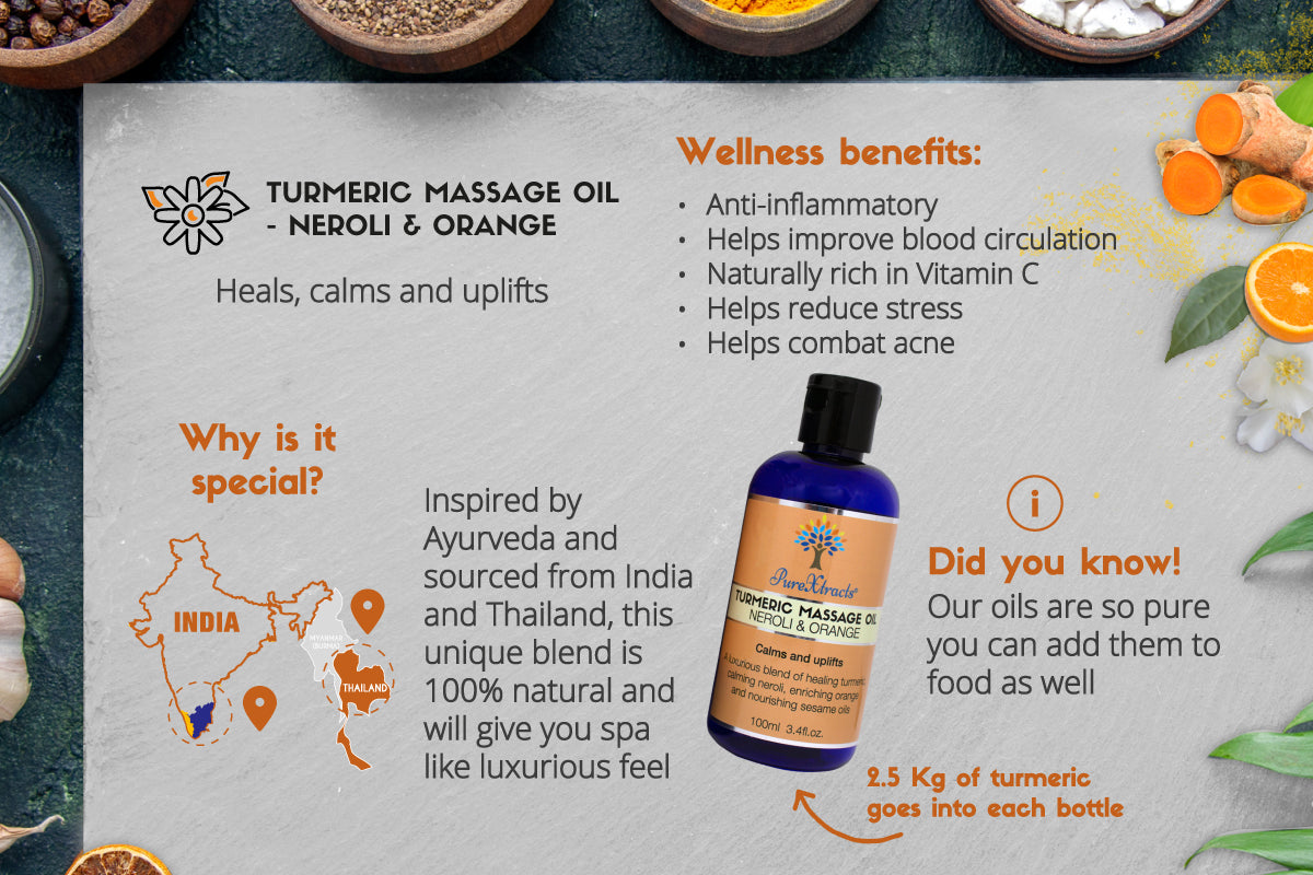 Turmeric Massage Oil - Neroli & Orange - PureXtracts