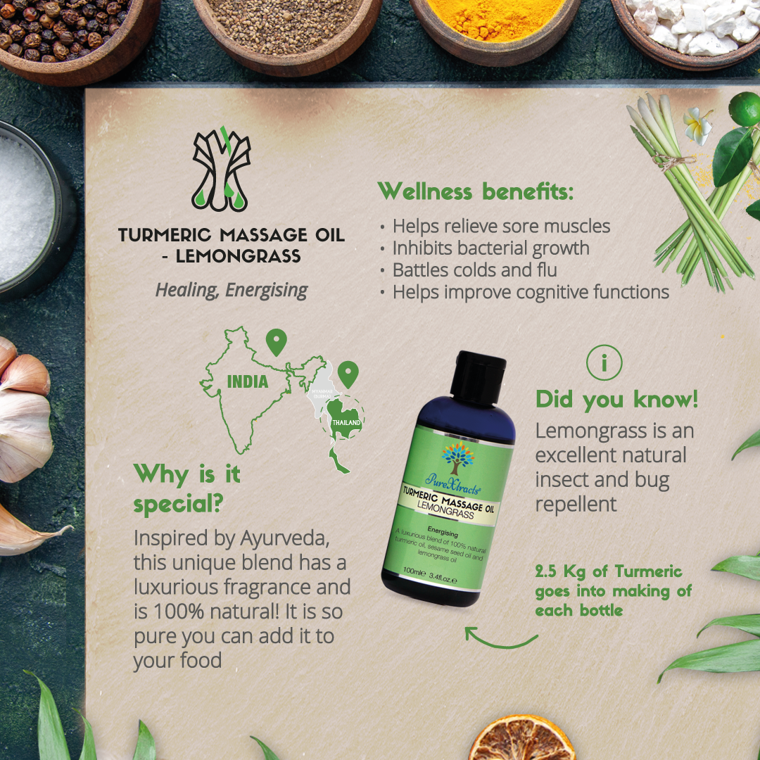 Turmeric Massage Oil - Lemongrass - PureXtracts