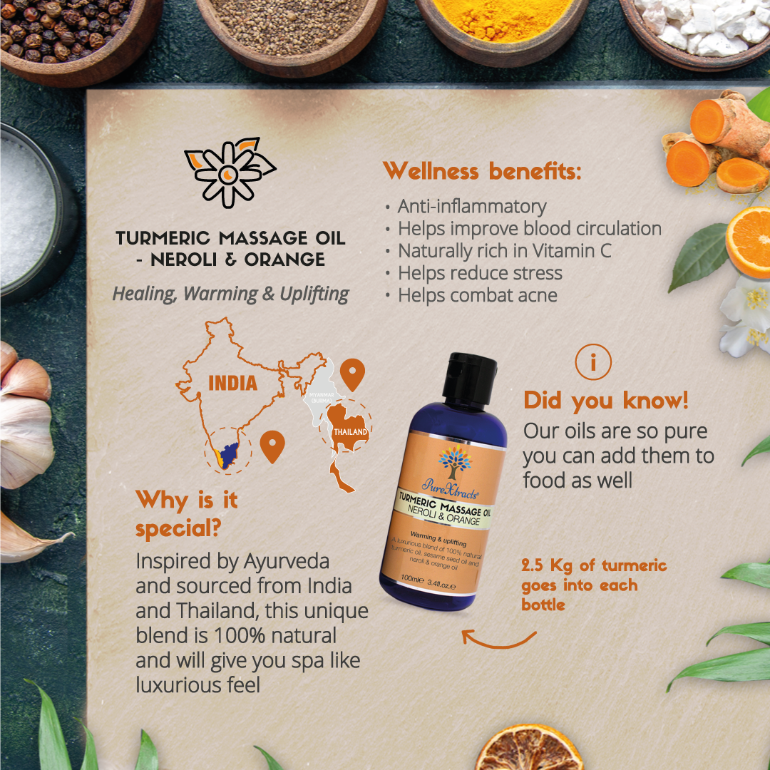 Turmeric Massage Oil - Neroli & Orange - PureXtracts