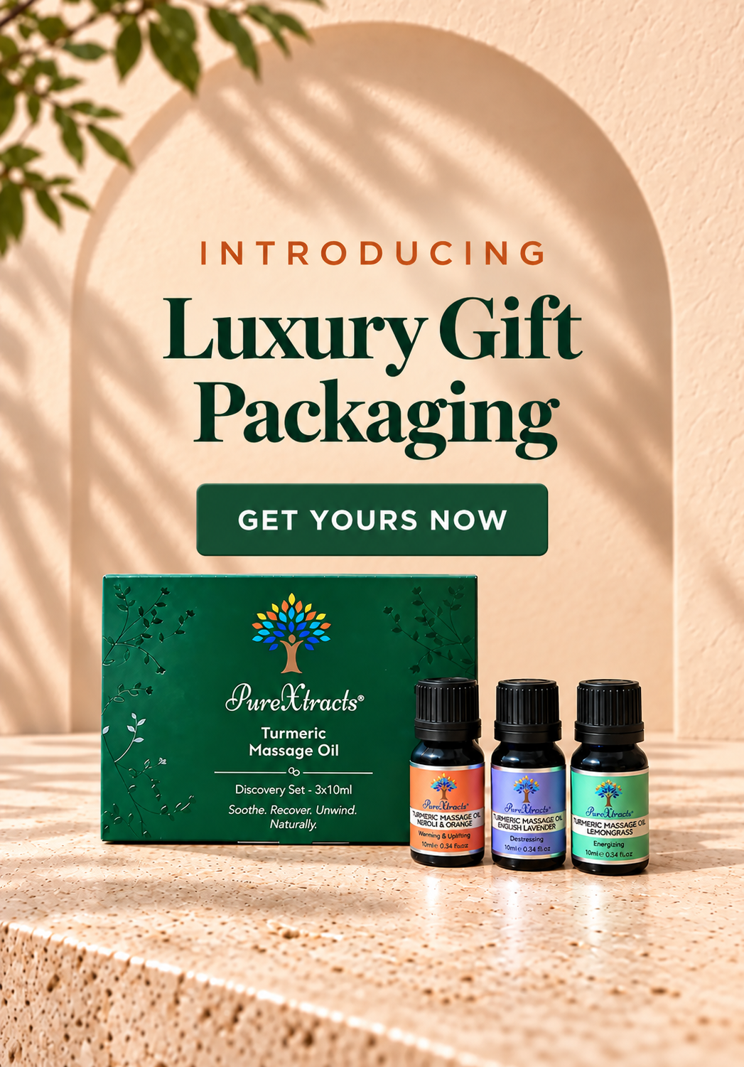 Turmeric Massage Oil Starter bottle in gift packaging- PureXtracts